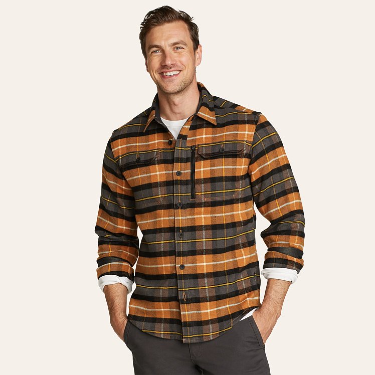 Eddie Bauer Men s Chopper Heavyweight Flannel Shirt Tobacco XXL Shop Gifts for Him