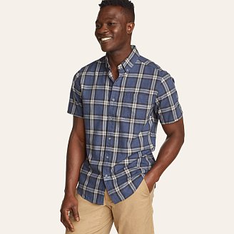  Eddie Bauer Men's Atlas Exploration Flex Short-Sleeve Shirt,  Blue Haze, Small : Clothing, Shoes & Jewelry