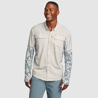 Eddie Bauer Men's Twin Fin Hybrid Long-Sleeve Fishing Shirt - Gray - Size S