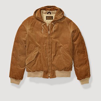 Image of Men's 1970s Hooded Corduroy Down Jacket