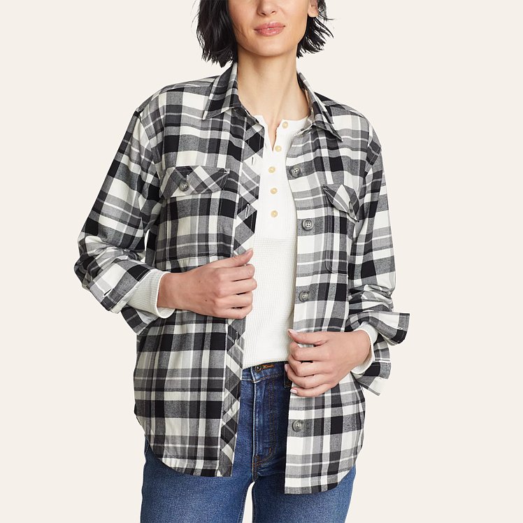 Women s Faux Shearling lined Flannel Shirt Jacket Eddie Bauer