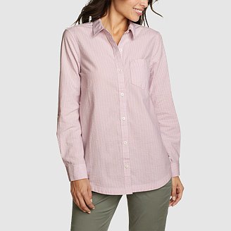 Eddie Bauer Women's Long-Sleeve Sunray Seersucker Shirt - Lavender - Size S
