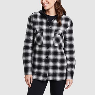 Women's Flannel Hoodie Shirt Jacket