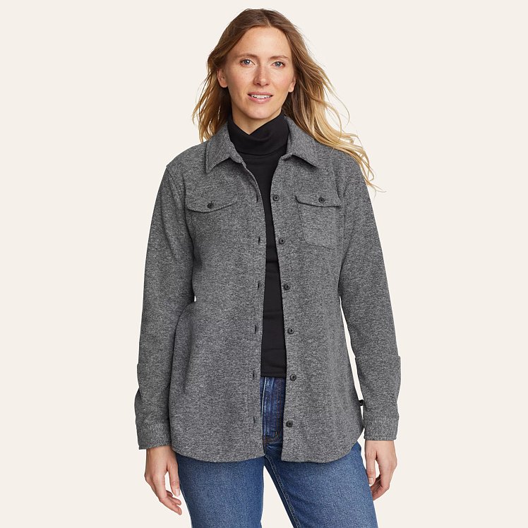 Eddie Bauer Women s Fast Fleece Shirt Charcoal XL Shop Gifts for Her