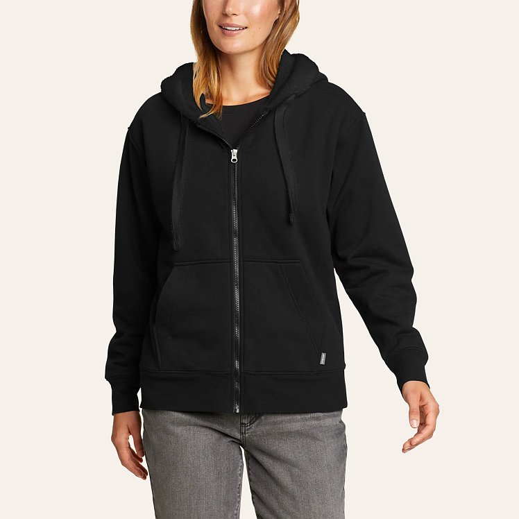 Eddie Bauer Women s Cabin Fleece Long Sleeve Hoodie Black L Shop Gifts for Her