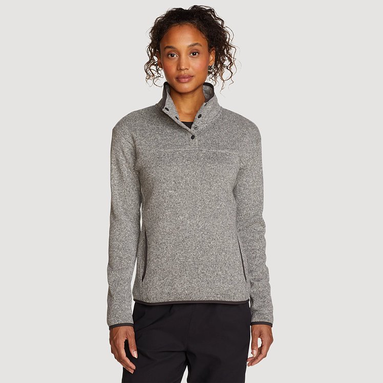 THEREDTHREAD S bicolor layered tops グレー Women's Radiator Fleece 2.0 Snap Mock | Eddie Bauer