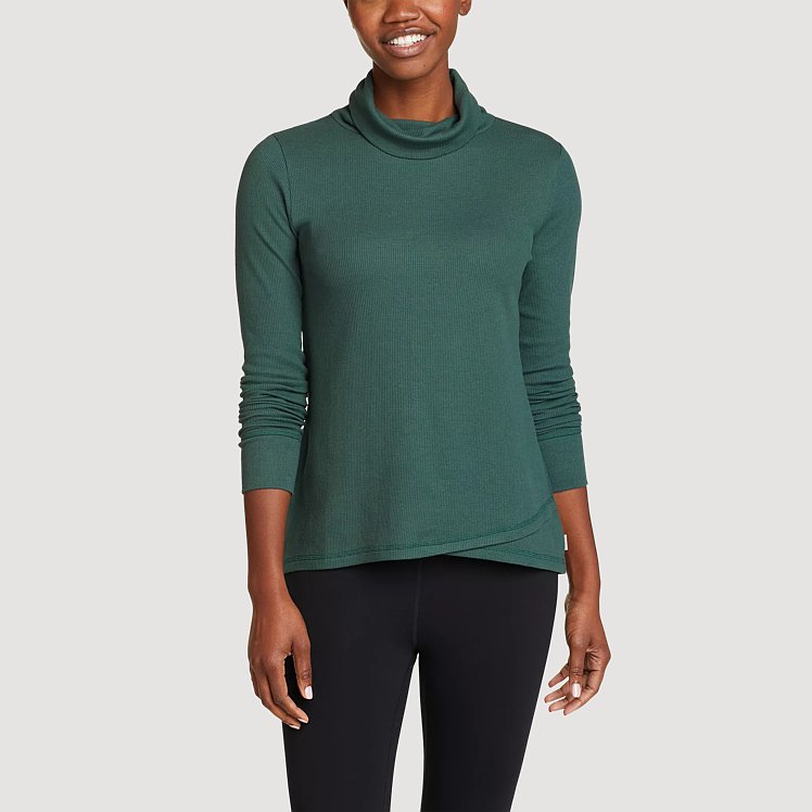 Women's Thermal Mock Neck Long-sleeve Tulip Hem Shirt | Eddie Bauer