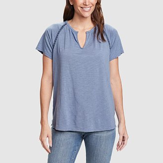 Women's Concourse Notched Short-Sleeve Top