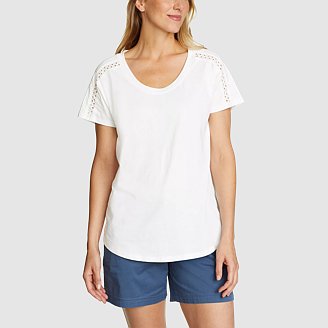 Women's Everyday Cutwork Scoop-Neck Tee