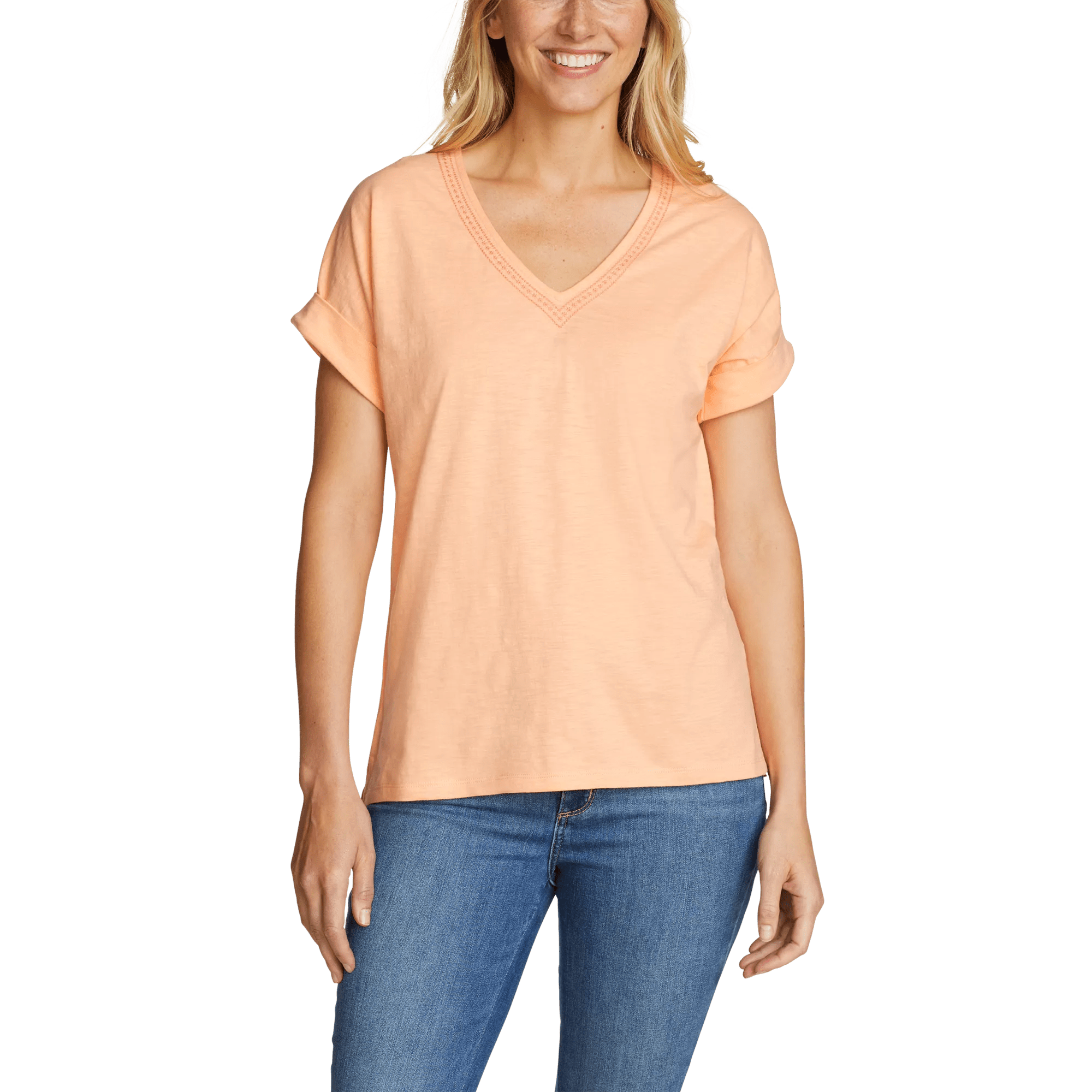 Daisy Slub V-Neck T-Shirt