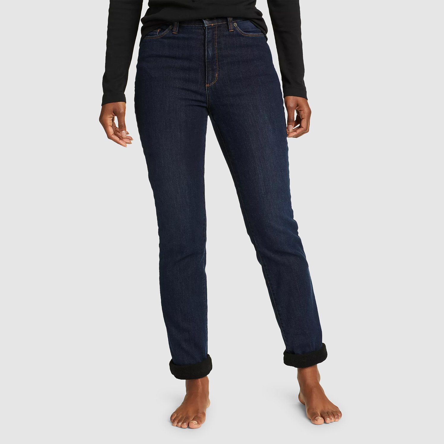Women's Winter Denim Pants Fleece Lined High Waist Thermal Jean