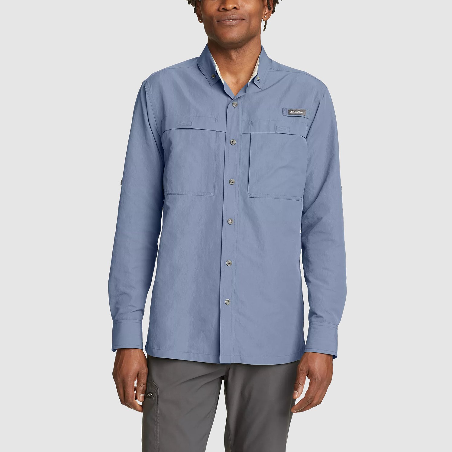 Eddie Bauer Men's Woven Tech Shirt (XX-Large, Blue Tint) at  Men's  Clothing store