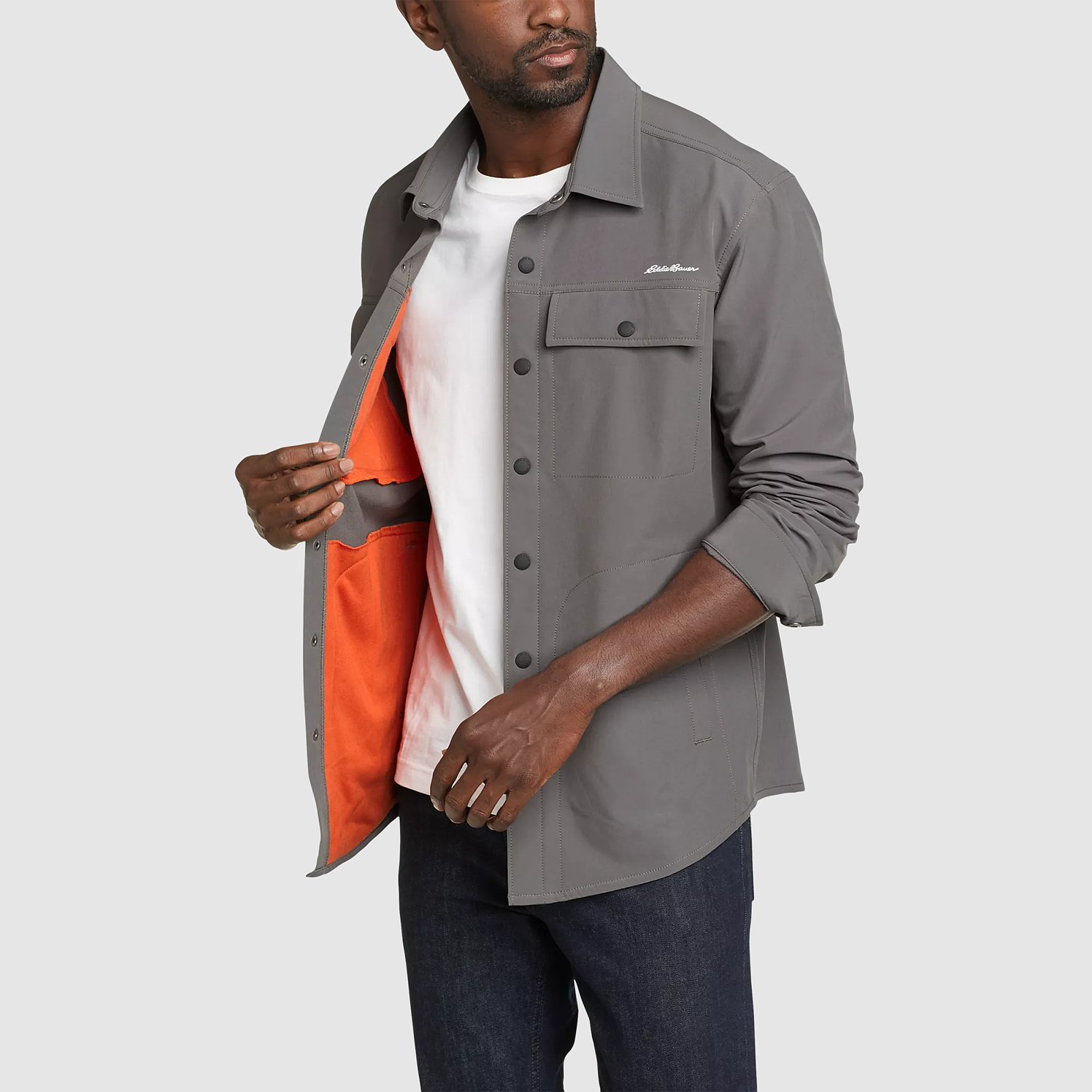 Eddie Bauer Men's Long-Sleeve Swift Myth Thermal Shirt Jacket - Grey - XLarge