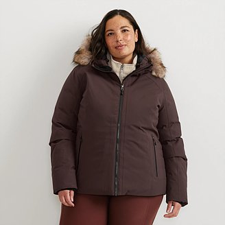 Image of Women's Olympia Waterproof Down Hooded Stadium Coat