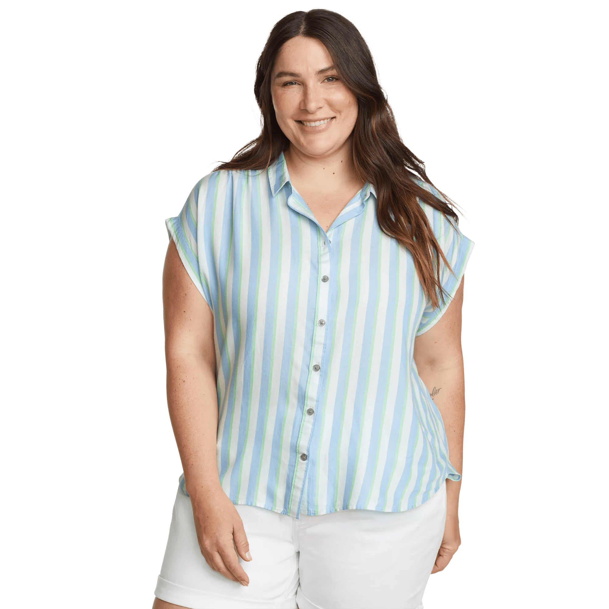 Tranquil Short-Sleeve Shirred Shirt - Pattern