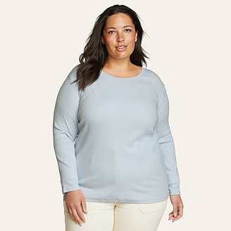 Womens Essentials Ribbed Crew Long-Sleeve Shirt