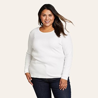 Womens Essentials Ribbed Crew Long-Sleeve Shirt