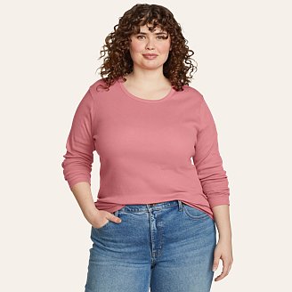 Womens Essentials Ribbed Crew Long-Sleeve Shirt