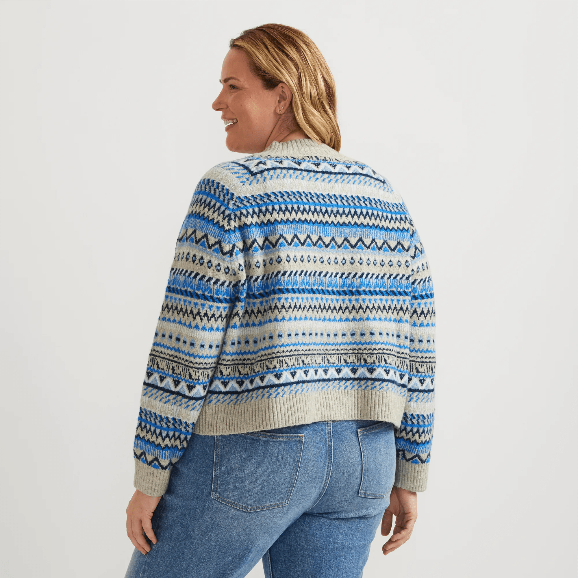 Warm Tidings Mock Neck Sweater - Fair Isle Pattern