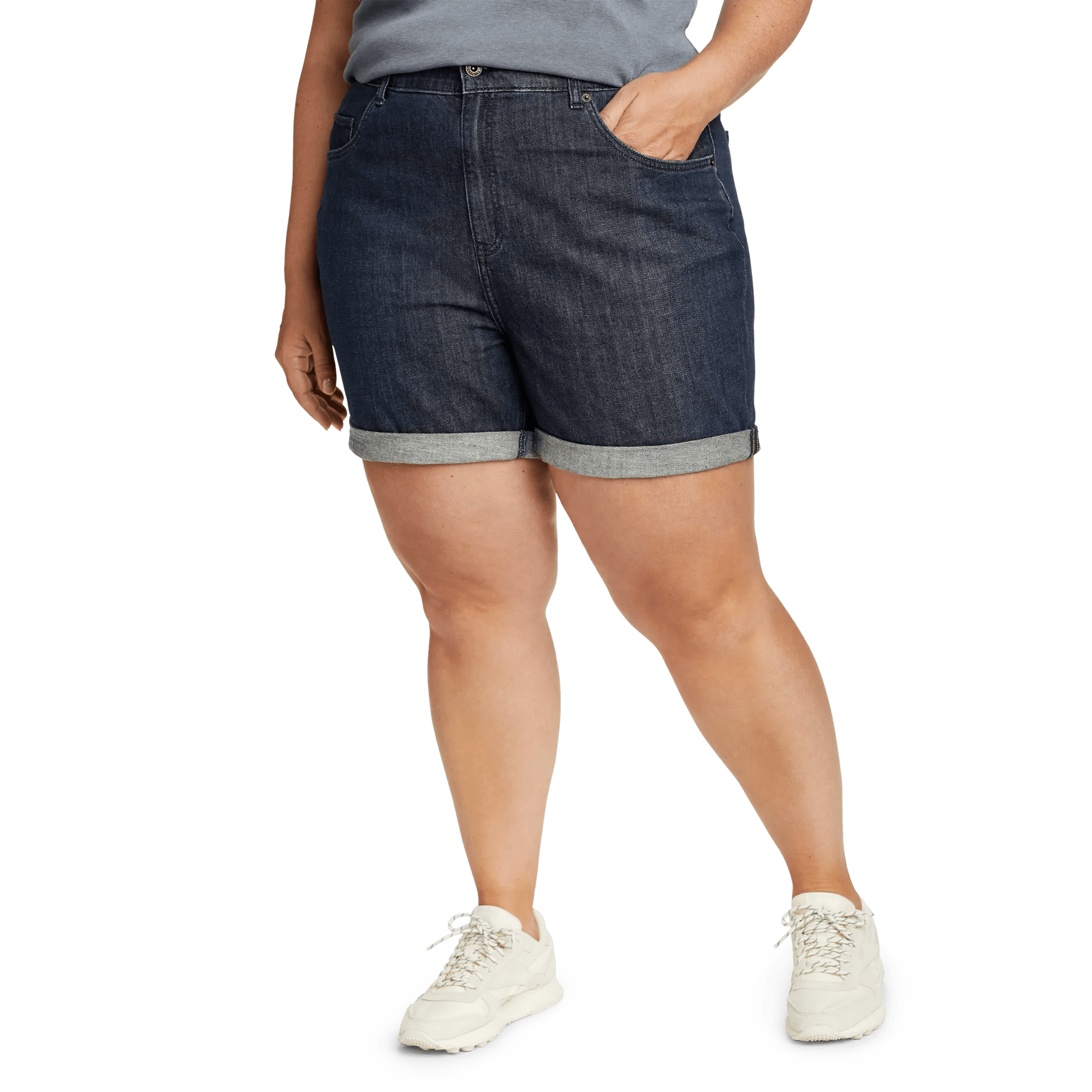 Boyfriend Rolled Denim Shorts - Relaxed Fit