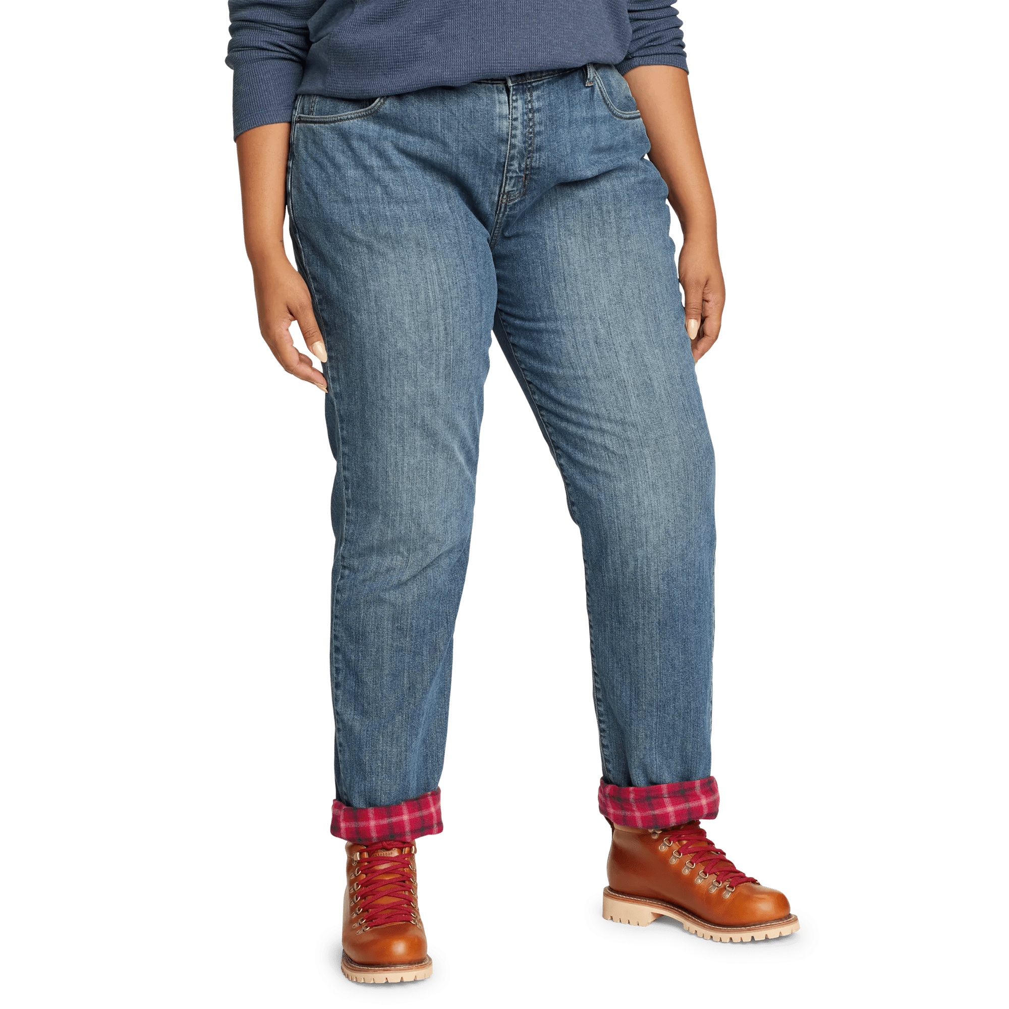Boyfriend Flannel-Lined Jeans
