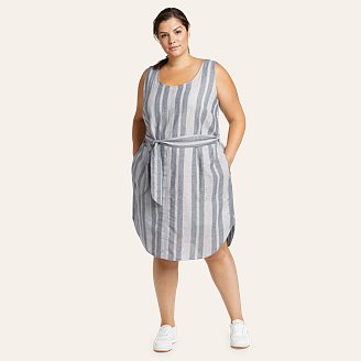 Womens Beach Light Linen Midi Dress
