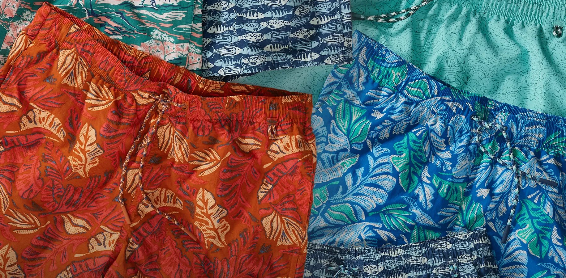 A stack of colorful Tidal Shorts