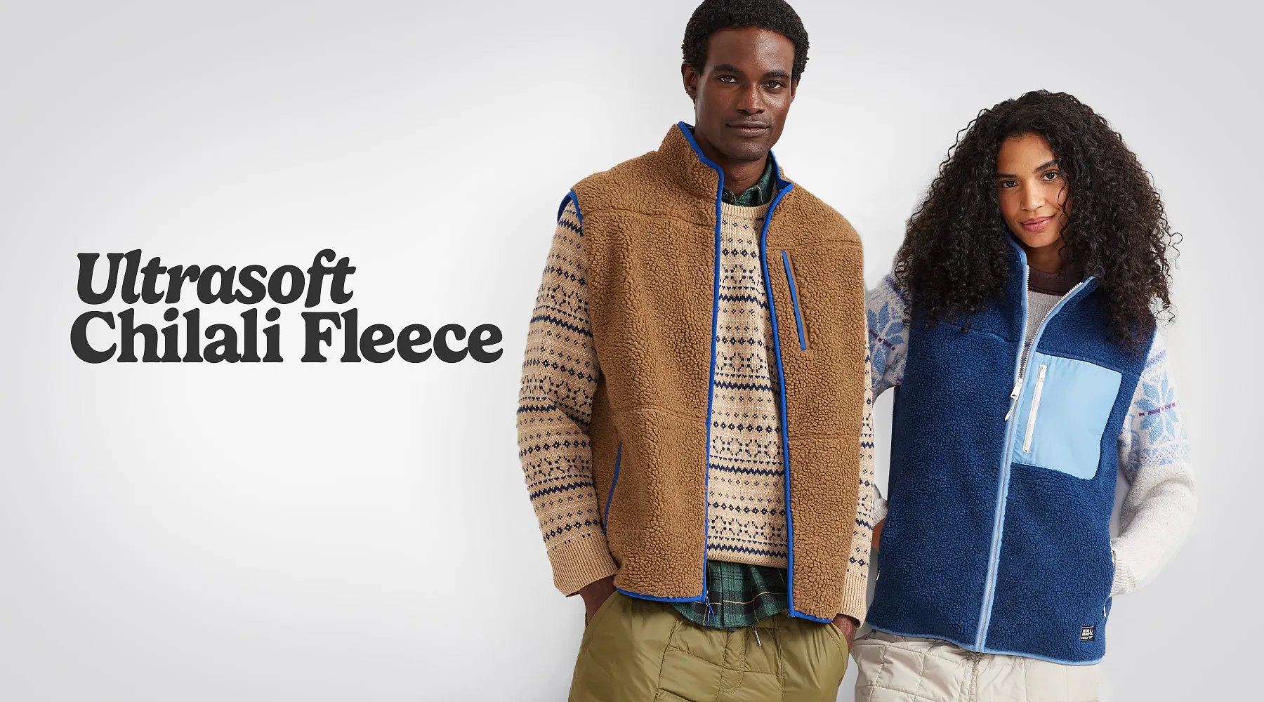 Ultrasoft Chilaili Fleece. 2 people wearing fleece vests.